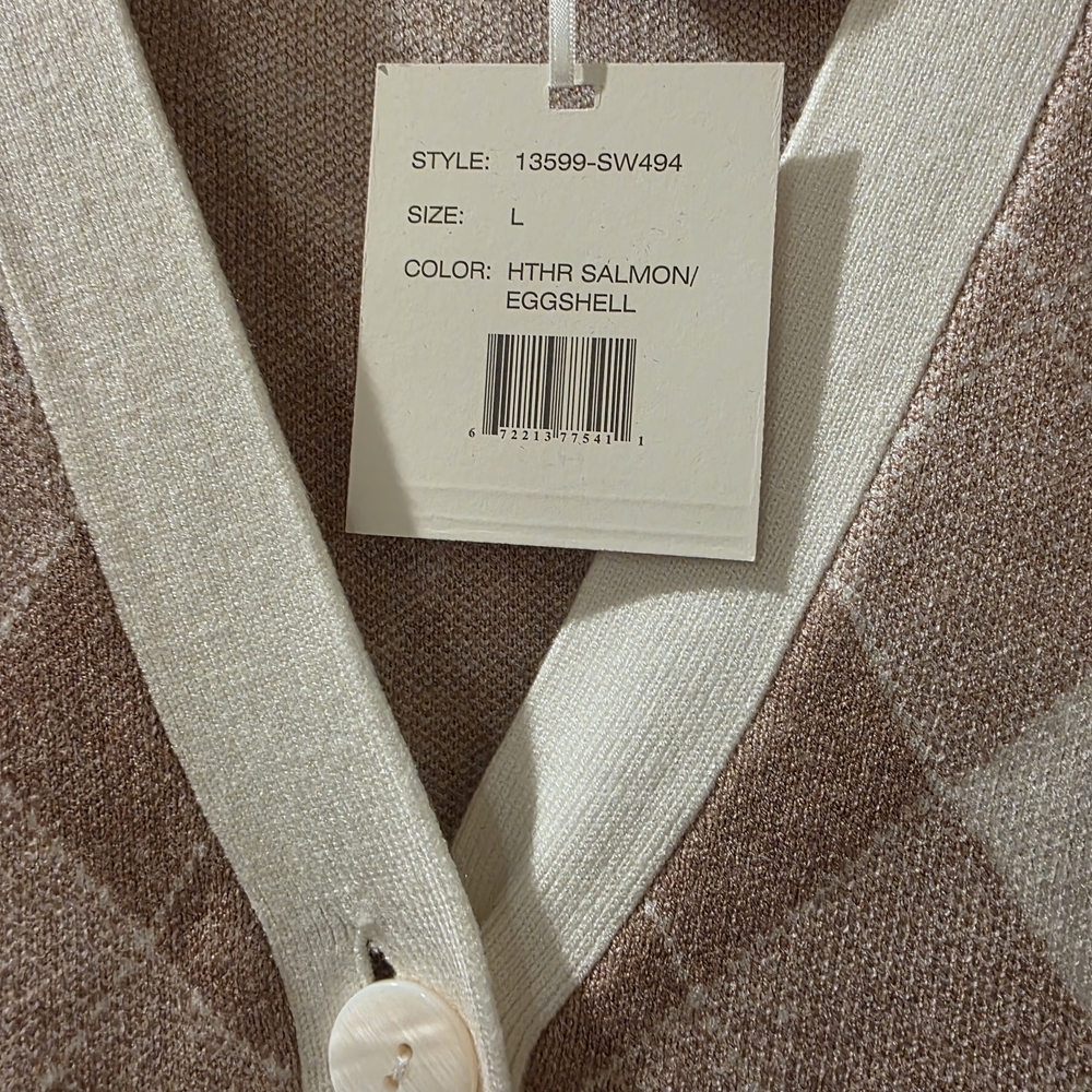 Women's Sioni Heather Salmon/Eggshell Argyle Sweater - Picture 4 of 5